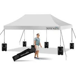 SereneLife  Pop Up Canopy Tent 10x20 - Commercial Instant Shelter Foldable/Collapsible Sun Shade Canopy Pop Up Tent w/Waterproof SLGZ20W
