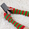 Allegra K Women's Stripe Print Knitted Fingerless Elbow Length Gloves Warmers One Size 1 Pair - 4 of 4