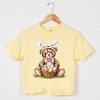 Teddy Bear Easter Basket Watercolor - Women's Boxy Crop Top Graphic T-Shirt - 2 of 4