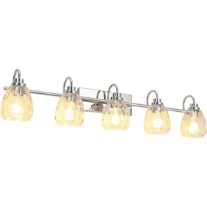 Coucheta 4 & 5-Light Bathroom Vanity Light Collection - Chrome with Hammered Glass Shade, E26 Socket, Multiple Base Shapes for Multiple Rooms - 1 of 4