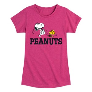 Girls' - Peanuts - Snoopy And Woodstock Fitted Short Sleeve Graphic T-Shirt - 1 of 4