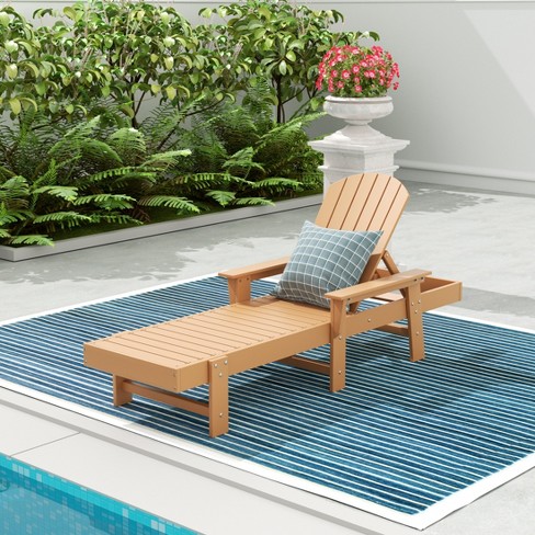 Westintrends Dylan Adirondack Poly Reclining Chaise Lounge With Arms Teak Target