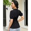 Women's Short Sleeve Button Down Shirts Casual Tie Waist Peplum Top Lapel V Neck Ruffle Hem Belted Work Blouse - 4 of 4