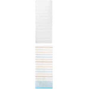 REGALWOVEN Striped Pattern Decorative Cotton Bathroom Hand Towels 14" x 30"/13" x 27" 2 Pcs - 1 of 4