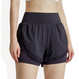 Anna-Kaci Active Women's Layered Athletic Shorts with Mesh Lining and Side Pockets- Small, Black - 1 of 4