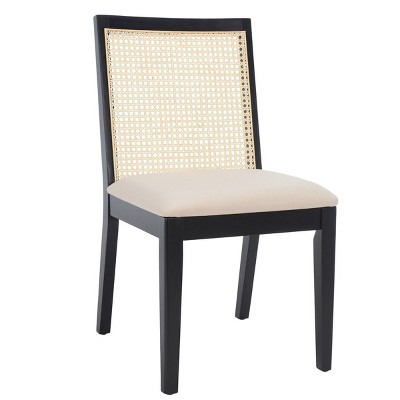 Levy Black Wood and Rattan Dining Side Chair Set
