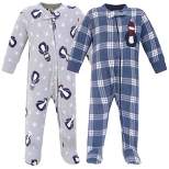 Hudson Baby Infant Boy Fleece Zipper Sleep and Play 2pk, Blue Penguin