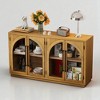 60" Retro Arched 4-Door Buffet Sideboard Cabinet with Glass Doors, Adjustable Shelves, and Wire Management for Dining Room, Kitchen, or Living Room - 4 of 4