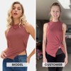 EXLURA Women's Summer Sleeveless High Neck Tank Tops Sexy Twist Knot Asymmetrical Hem Shirts - 3 of 4