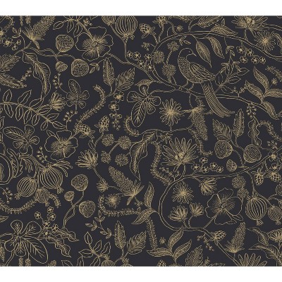 Rifle Paper Co. Aviary Peel and Stick Wallpaper Gold/Black