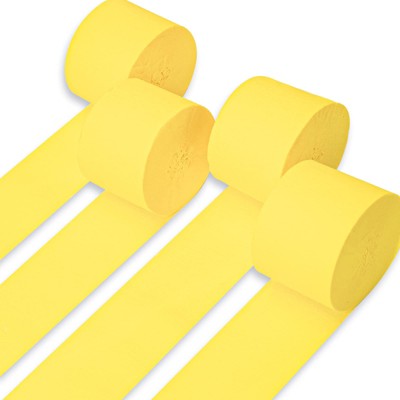 PartyWoo Crepe Paper Streamers Yellow 4 Rolls 328 ft 1.8 Inch x 82 Ft Roll