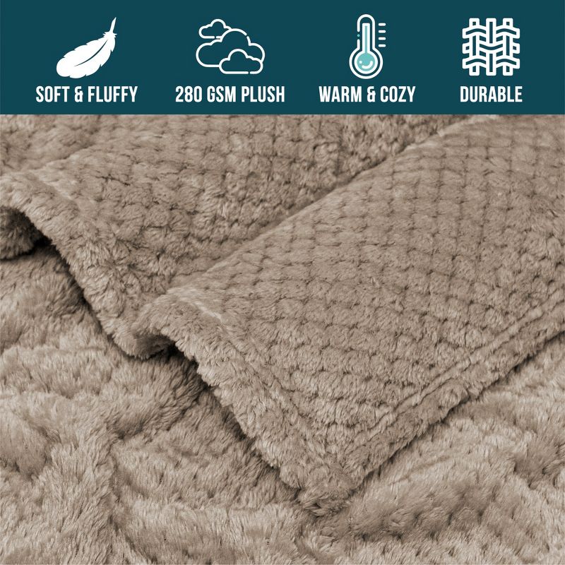 PAVILIA Soft Waffle Blanket Throw for Sofa Bed, Lightweight Plush Warm Blanket for Couch, 4 of 10
