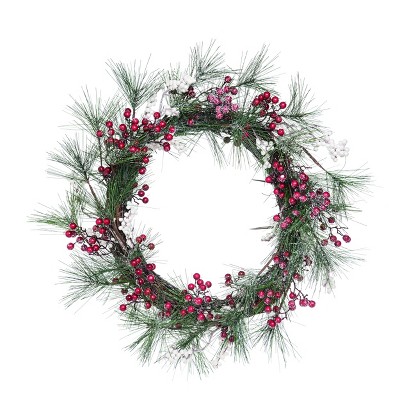 Transpac Fabric 20 in. Brown Christmas Berry Wreath