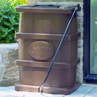Brown 45 Gallon Wood Grain Rain Water Catcher Barrel