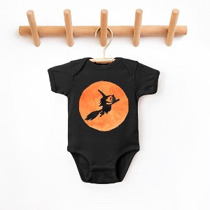 The Juniper Shop Watercolor Witch On Broom Baby Bodysuit - 1 of 3