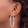 Black Bow Jewelry 3.5mm, Diamond Cut 14k White Gold Round Hoop Earrings, 46mm (1 3/4 In) - 3 of 4