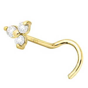 Jewelry Avalanche 22G 14K Gold 3-stone 0.03ctw Moissanite Screw Nose Stud - 1 of 4