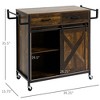 NicBex Mobile Kitchen Island Cart Rustic Kitchen Storage Cabinets with Sliding Barn Door and 2 Drawers for Kitchen, Rustic Brown - image 2 of 4