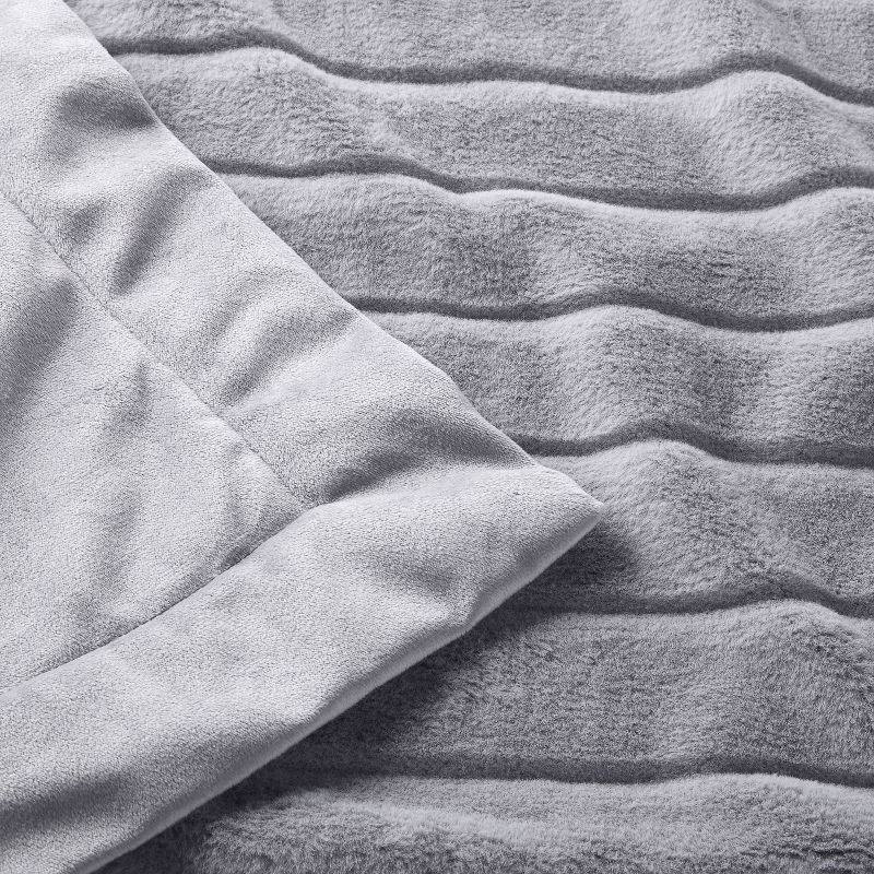Faux Fur with Channel Carving Baby Blanket - Gray - Cloud Island&#8482;, 4 of 6