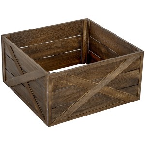 HOMCOM Wooden Christmas Tree Collar Box, 28" Farmhouse Christmas Tree Base Cover, Xmas Decoration for Home, Holiday, Dark Distressed Wood Finish - 1 of 4
