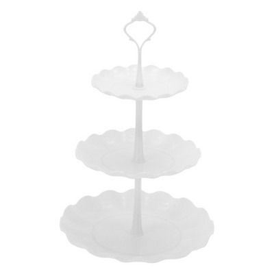 Unique Bargains 3 Tier Dessert Cupcake Stand Round Cup Cake Holder Tower White