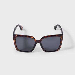 Women's Shiny Plastic Square Sunglasses - Universal Thread™ Tortoise Brown: Scratch-Resistant, UV Protection - 1 of 4
