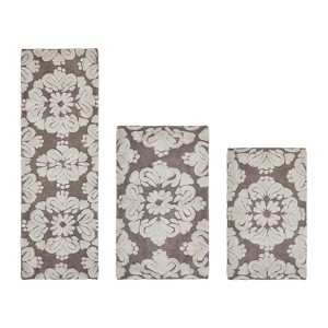 Medallion Collection 3 Piece 100% Cotton Tufted Bathroom Rug Set  with Non-Slip Backing, Machine Washable, Tumble Dry Bath Mat - 1 of 4