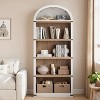 Arched Bookcase 5 Shelf Bookshelf Farmhouse Bookcase Tall Display Storage Rack Wooden Bookshelves - 3 of 4