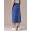 INSPIRE CHIC Women's Denim Front Slit Raw Hem High Waisted Midi Jean Skirts - 4 of 4