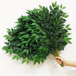 Attop 24pcs Italian Ruscus Greenery Stems, 27.6in Artificial Green Leaf Garland Vines Hanging Spray For Home Decor - 1 of 4