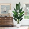 Wikineon Artificial Bird of Paradise Plant 6 Ft Tall Fake Banana Leaf Plant for Indoors and Outdoors,Faux Palm Tree with Plastic Pot for Office - 3 of 4