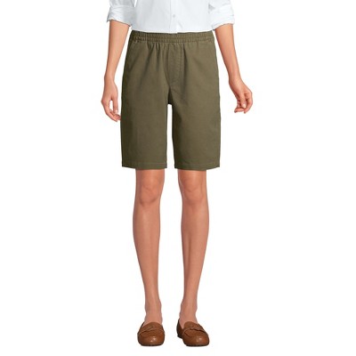 Lands' End Women's Plus Size Mid Rise Elastic Waist Pull On 12" Chino Bermuda Shorts