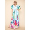 Slickblue Women’s Printed V-Neck Maxi Dress – Self-Tie Waist, Elastic Band, Pockets, Multi-Color Print, Sizes S–1XL - 2 of 4