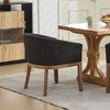 Mid-Century Modern Barrel Dining Chair with Arms - Upholstered Accent Chair with Natural Hardwood Frame-- Frevyn - 2 of 4