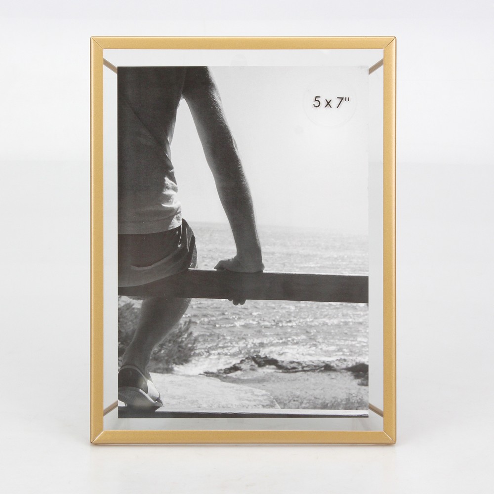 Photos - Photo Frame / Album 5" x 7" Frame with Symmetrical Wire Back Brass - Threshold™