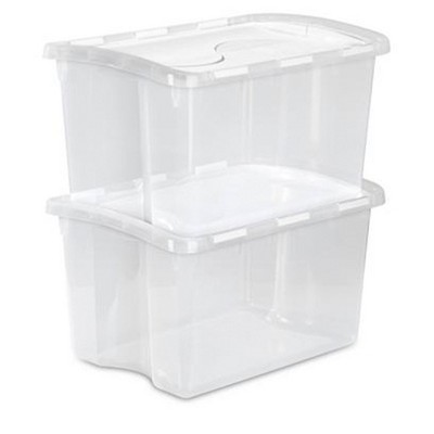 Sterilite Plastic Stacking Storage Container with Latching Lid for Seasonal Decorations and Space Saving Organization