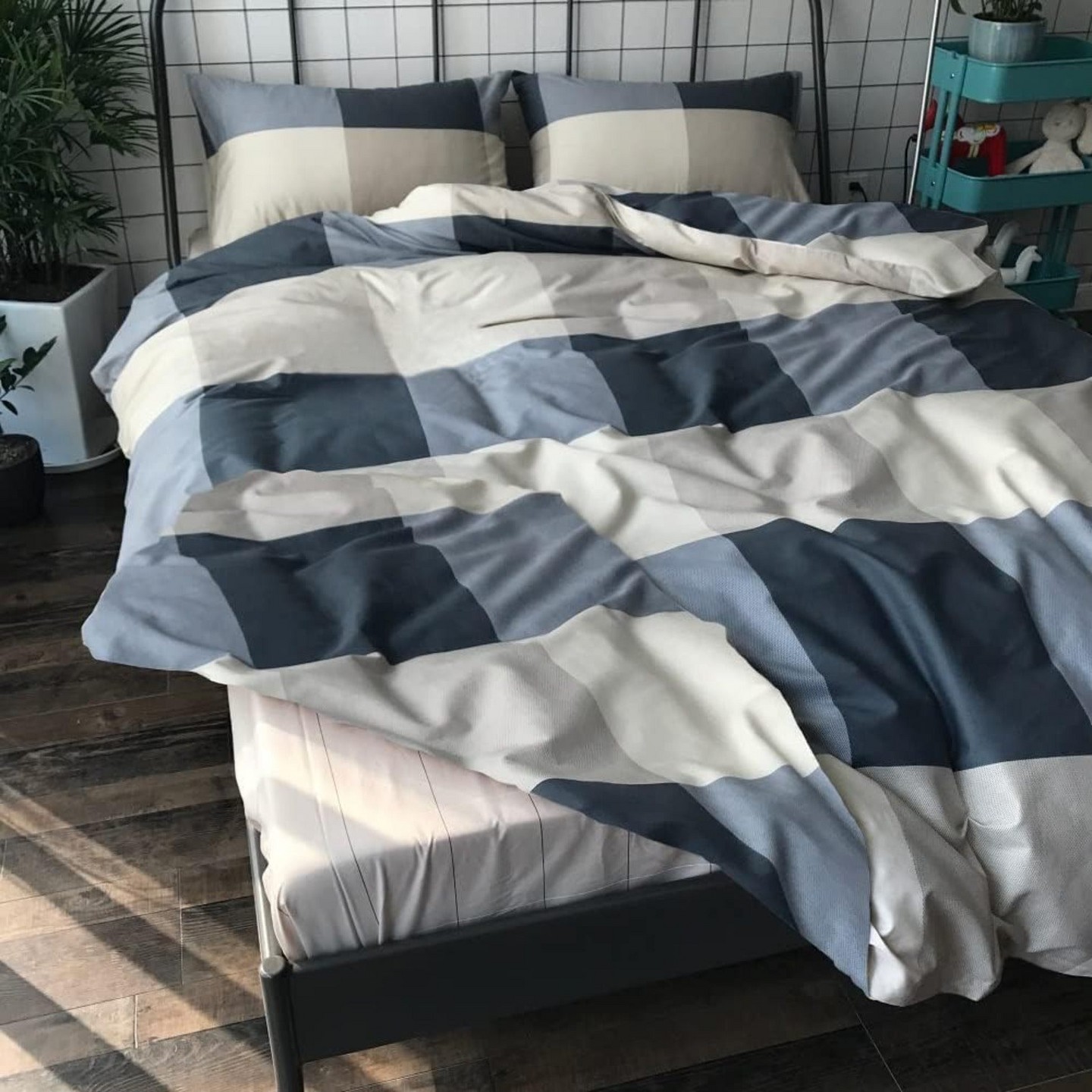 Постельное бельё Der Rose Balham TRADE-3 Pieces All Season Queen Size Bed Comforter Set, Plaid Pattern Bedding Set A1# Checkered — фото 7