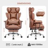 KERDOM Office Desk Chair, Big and Tall Executive Chair with Footrest, Ergonomic Reclining High Back Support, Brown - 2 of 4