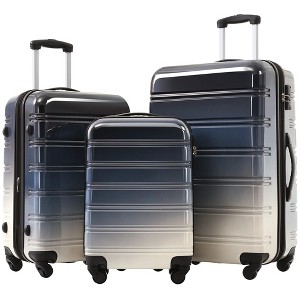 NAYSAYE Luggage 3 Piece Set Gradient Color Expandable Suitcases with Spinner Wheels TSA Lock for Travel, Black Multi, 28.5"*17.9"*11.6" - 1 of 4