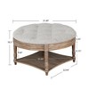 FURNIinspire Ottomans And Benches Large Round Waterproof Ottoman Coffee With Wooden Shelf Storage, Ottoman Linen, Light Grey, 31.49"*31.49"*18.50" - 3 of 4