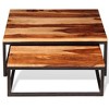 vidaXL Nesting Table Set of 2 Coffee Table Side End Table Solid Wood Sheesham - 3 of 4