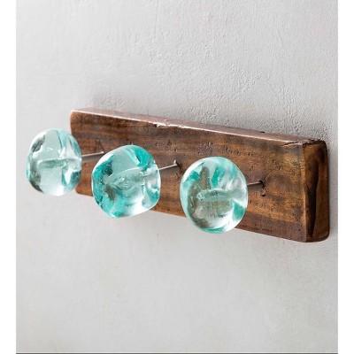 VivaTerra Recycled Glass and Reclaimed Wood Hooks - 3 Hook