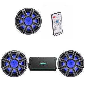 Kicker (3) 51MWF104 - MWF 10-Inch Premium Marine Subwoofer (free-air) 4-ohm & 48KMA6006 Marine Amp Bundle ( Includes LED Remote ) - 1 of 4