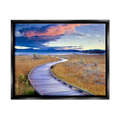 Stupell Industries Coastal Boardwalk Sunset Framed Floater Canvas Wall Art