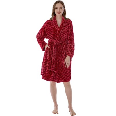 PAVILIA Short Robes for Women, Plush Soft Bathrobe Womens Lightweight, Fluffy Fuzzy Robe Knee Length, Shower Spa