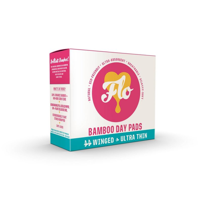 Flo Here We Flo Megapack of Organic Bamboo Day Ultra Absorbent Pads with Wings - 44ct, 3 of 7