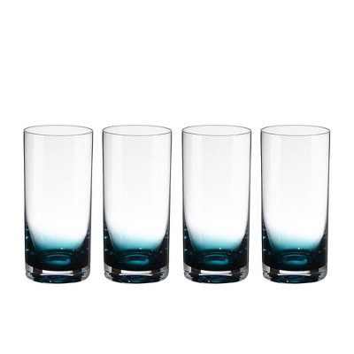 NutriChef 12.5oz Highball Drinking Glass - 4pc Set (NGLCUB4)