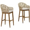 PURPLE LEAF Outdoor Bar Stools Set of 2 Patio Metal Modern Wicker Bar Chairs Woven Aluminum Barstools - 2 of 4