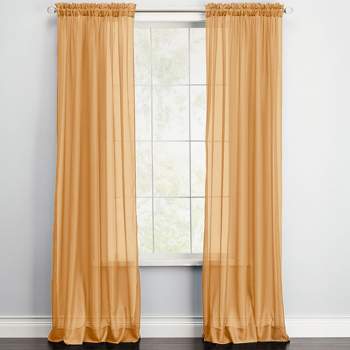 BrylaneHome  Sheer Voile Rod-Pocket Panel Pair Window Curtains