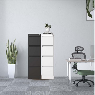 VYNXARIA 4 Drawer Metal Vertical File Cabinet with Lock - Office Home Steel Organizer for A4, Legal, and Letter Size Documents